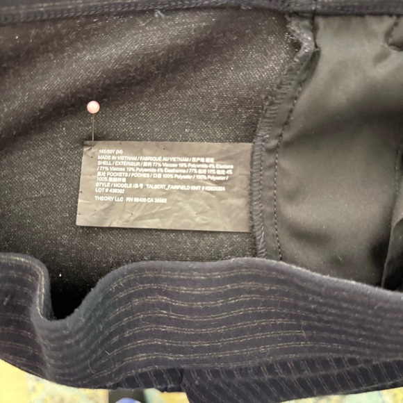 Theory Talbert Fairfield Knit Wide Leg Pinstripe Trousers Navy Blue Size M - Picture 5 of 9